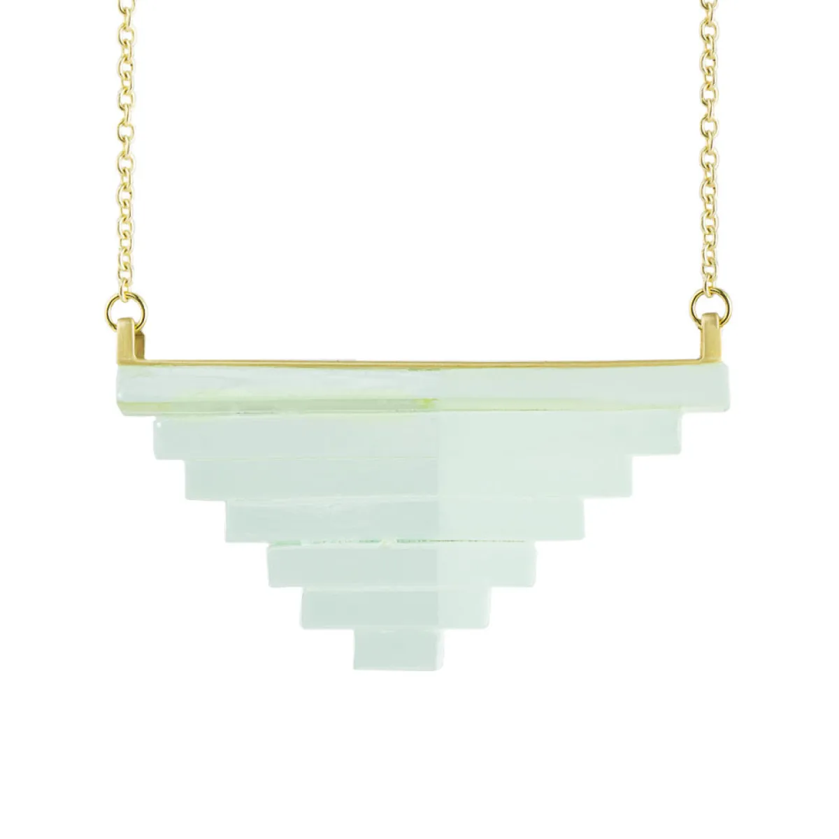 Tomfoolery Pyramid Green Glass Large Geometric Necklace Discount