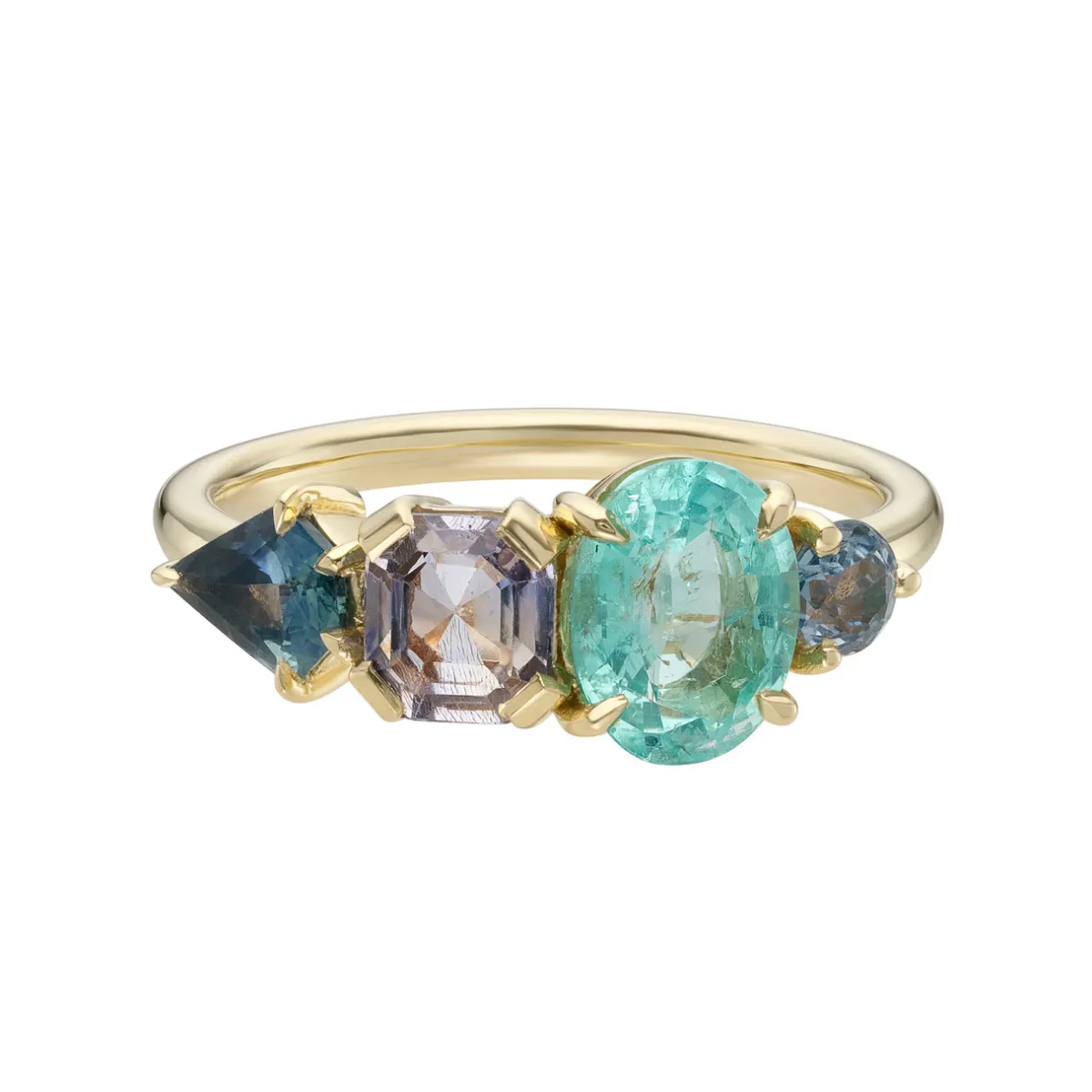 Tomfoolery QUAD Emerald & Sapphire Four Stone Ring Clearance