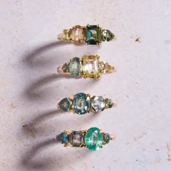 Tomfoolery QUAD Emerald & Sapphire Four Stone Ring Clearance