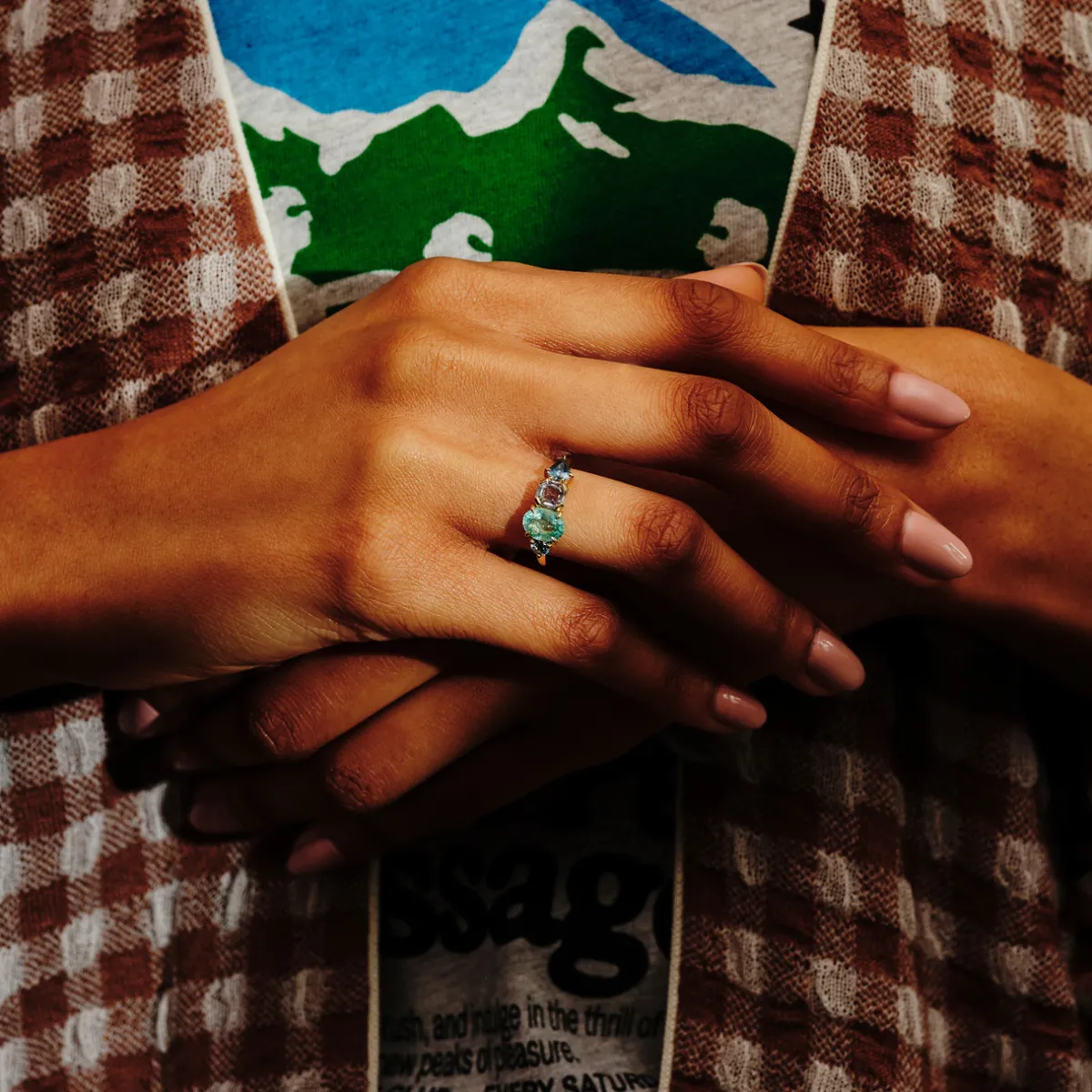 Tomfoolery QUAD Emerald & Sapphire Four Stone Ring Clearance