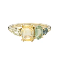 Tomfoolery QUAD Yellow & Green Sapphire Four Stone Ring Outlet