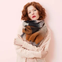 Tomfoolery Quartz Grey and Brown Graphic Print Scarf Outlet