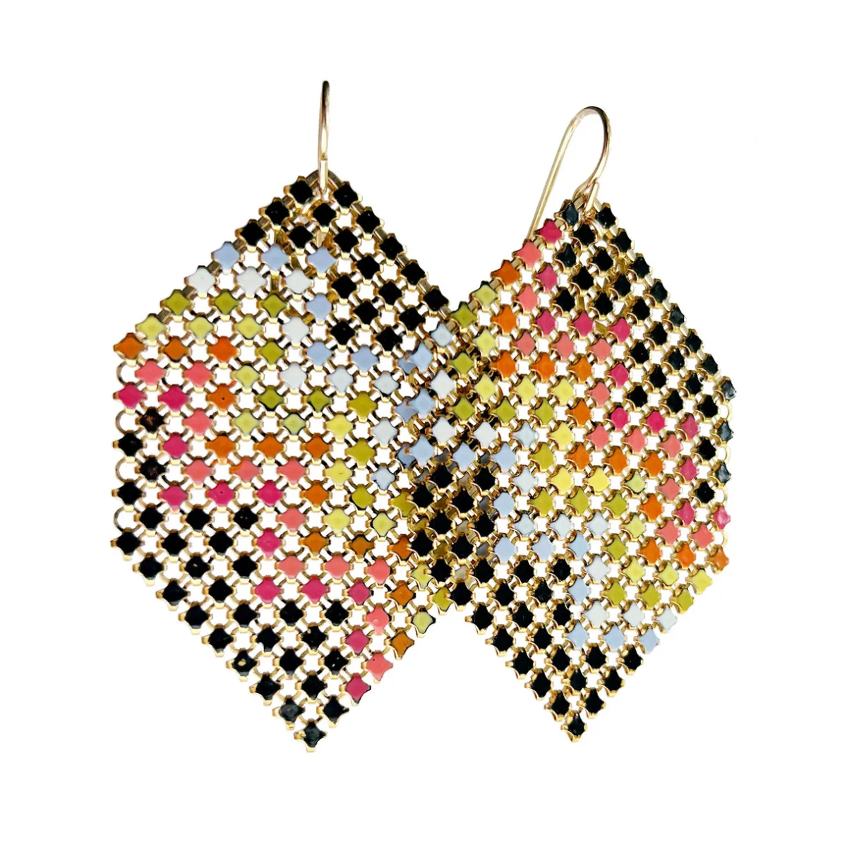 Tomfoolery Rainbow Banner Antique Mesh Drop Earrings Hot