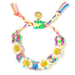 Tomfoolery Rainbow Daisy Ceramic Drawstring Bracelet New