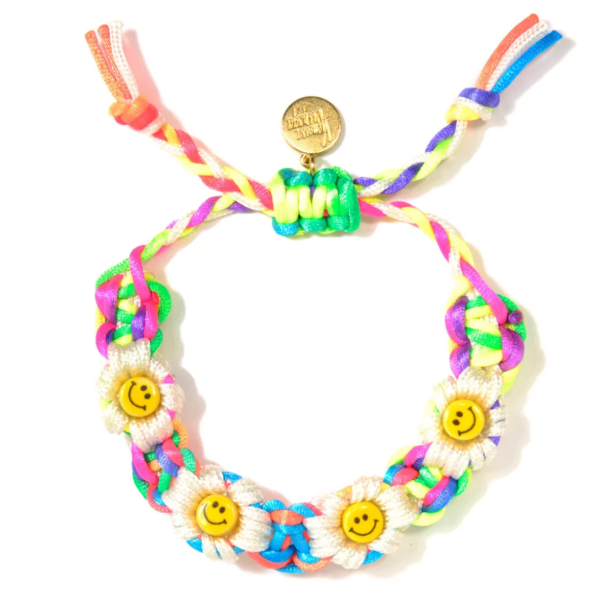 Tomfoolery Rainbow Daisy Ceramic Drawstring Bracelet New