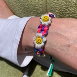 Tomfoolery Rainbow Daisy Ceramic Drawstring Bracelet New