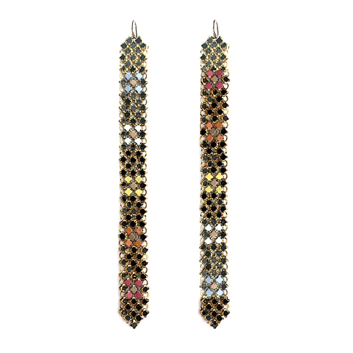 Tomfoolery Rainbow Flower Long Mesh Drop Earrings Clearance