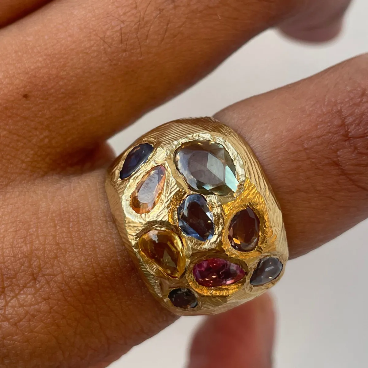 Tomfoolery Rainbow Sapphire Cocktail Art Ring Online