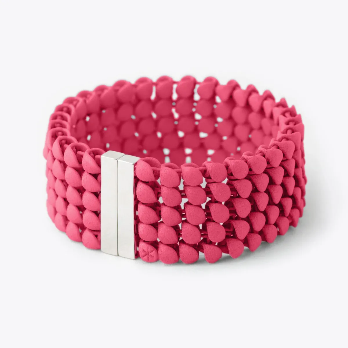 Tomfoolery Raspberry Pink 3D Printed Wide Geometric Bracelet Discount