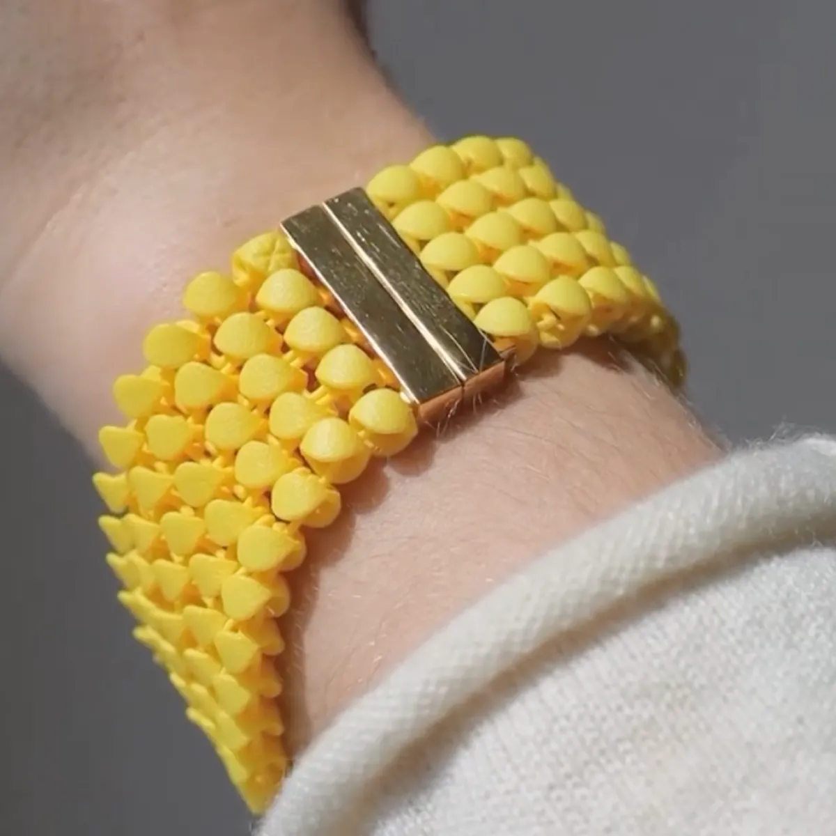 Tomfoolery Raspberry Pink 3D Printed Wide Geometric Bracelet Discount