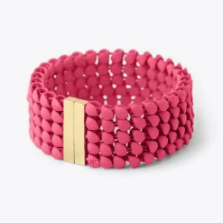Tomfoolery Raspberry Pink 3D Printed Wide Geometric Bracelet Discount