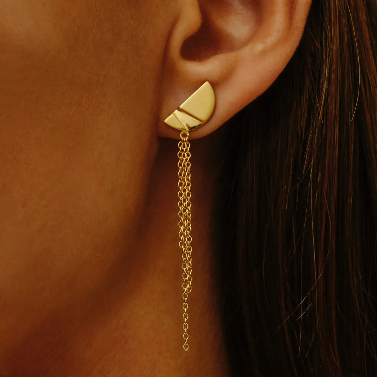 Tomfoolery Rayon Half Circle Chain Drop Earrings Discount