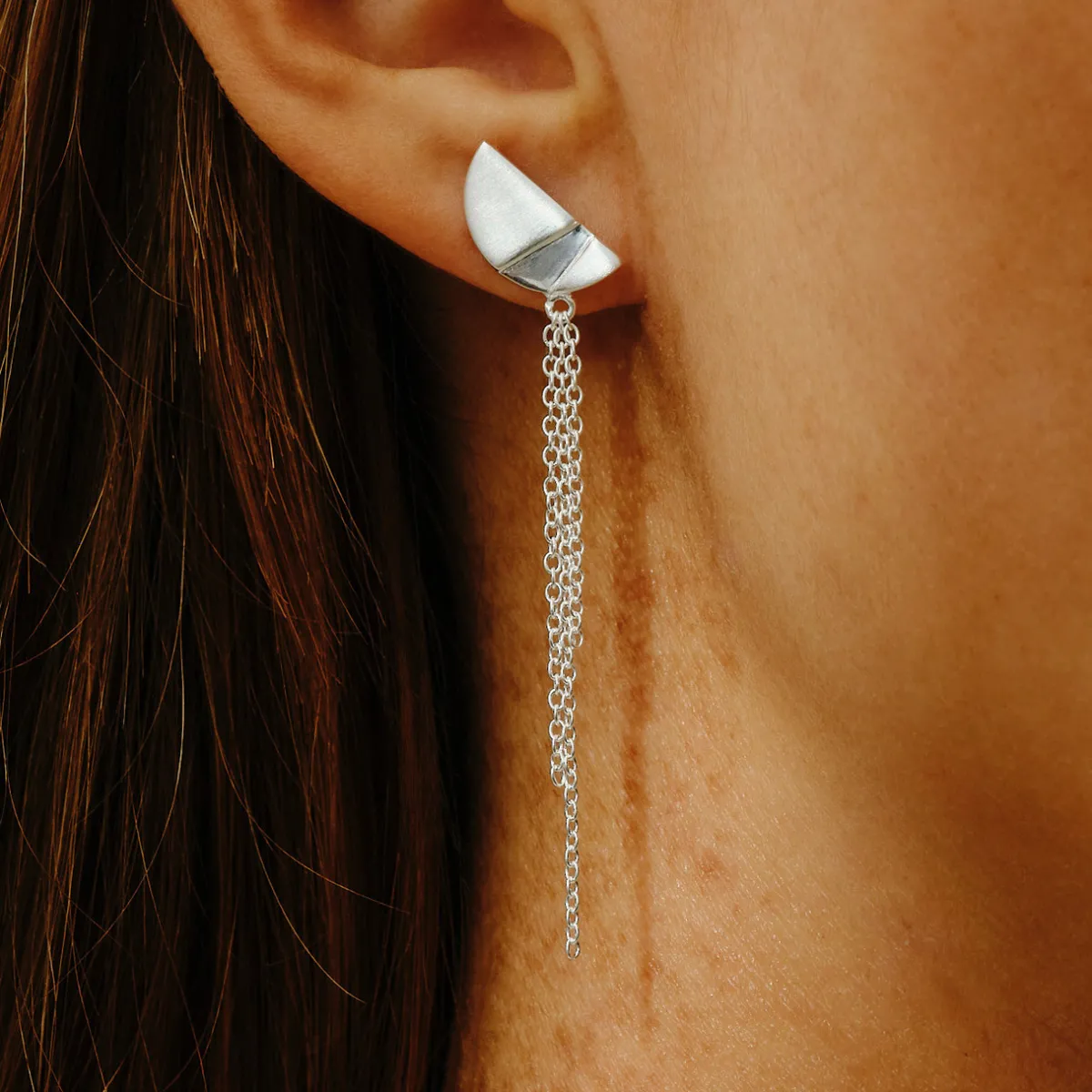 Tomfoolery Rayon Half Circle Chain Drop Earrings Discount
