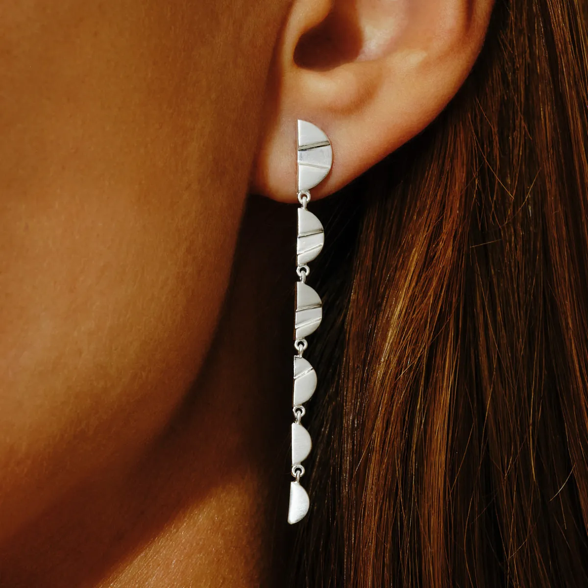 Tomfoolery Rayon Half Circle Graduated Drop Earrings New
