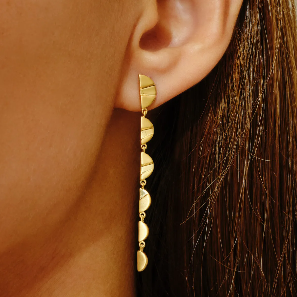 Tomfoolery Rayon Half Circle Graduated Drop Earrings New