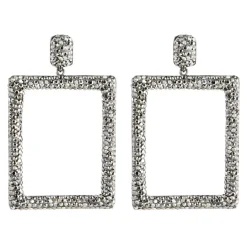 Tomfoolery Rectangular Drop Crystal Earrings Discount