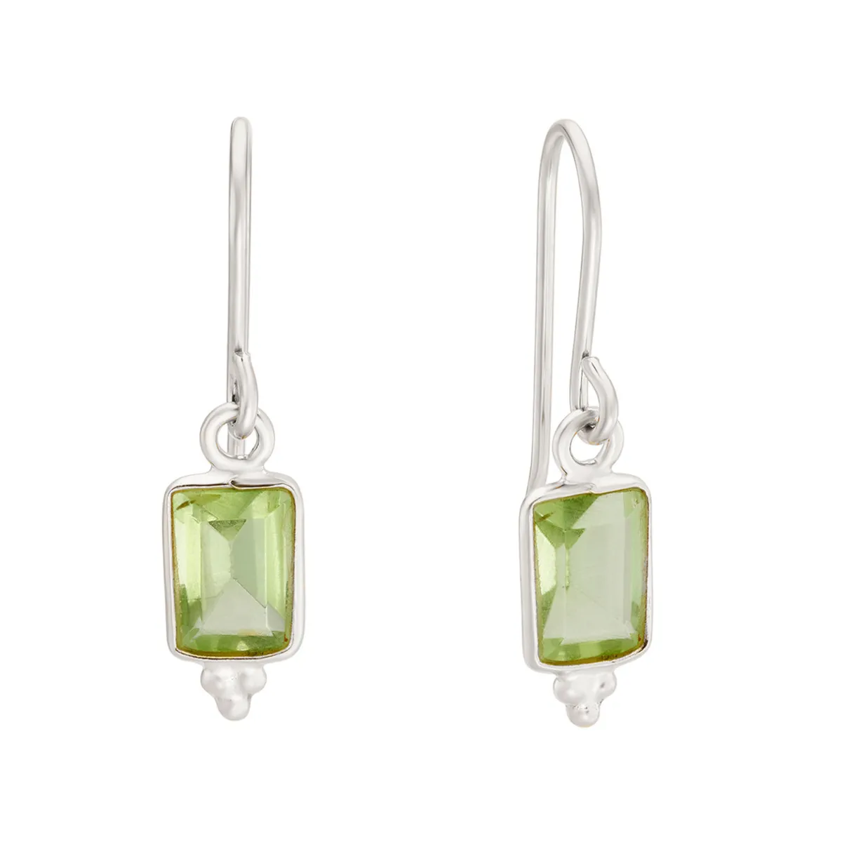 Tomfoolery Rectangular Triple Bead Green Amethyst Drop Earrings Hot