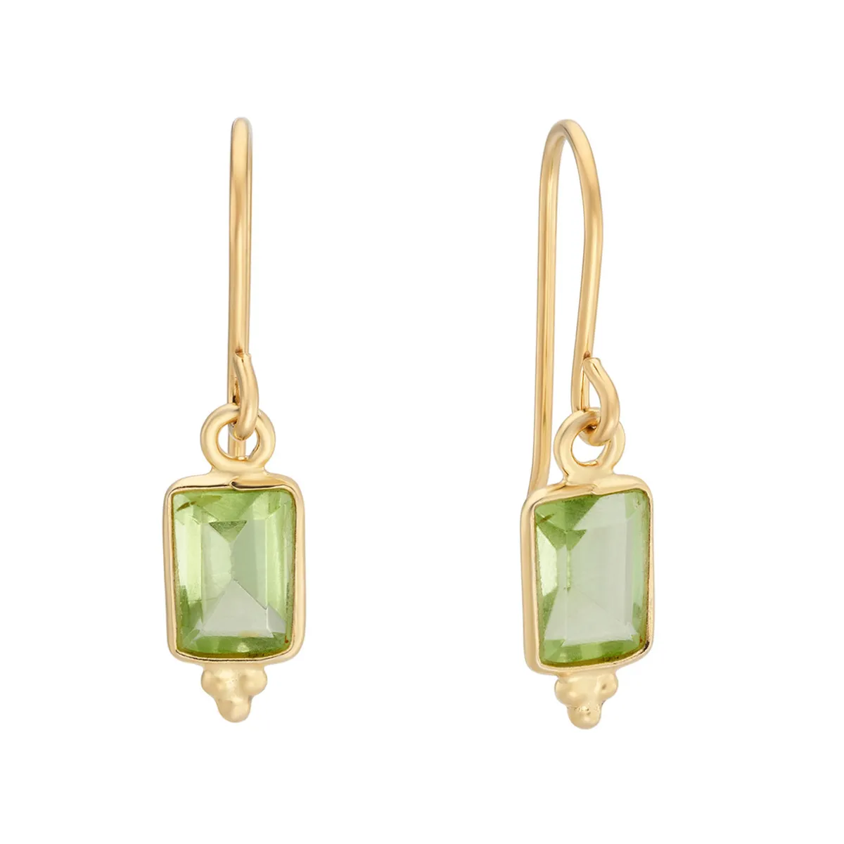 Tomfoolery Rectangular Triple Bead Green Amethyst Drop Earrings Hot