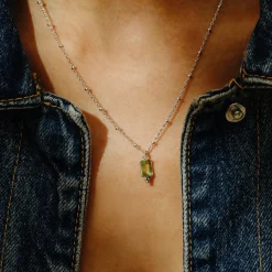 Tomfoolery Rectangular Triple Bead Green Amethyst Pendant Hot
