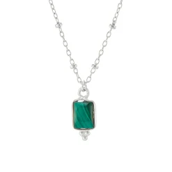 Tomfoolery Rectangular Triple Bead Malachite Pendant New