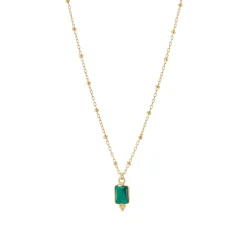 Tomfoolery Rectangular Triple Bead Malachite Pendant New