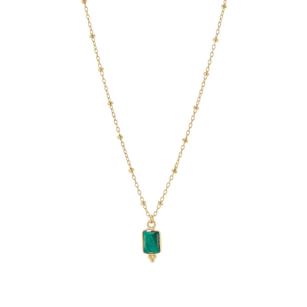 Tomfoolery Rectangular Triple Bead Malachite Pendant New