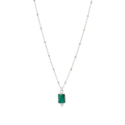 Tomfoolery Rectangular Triple Bead Malachite Pendant New