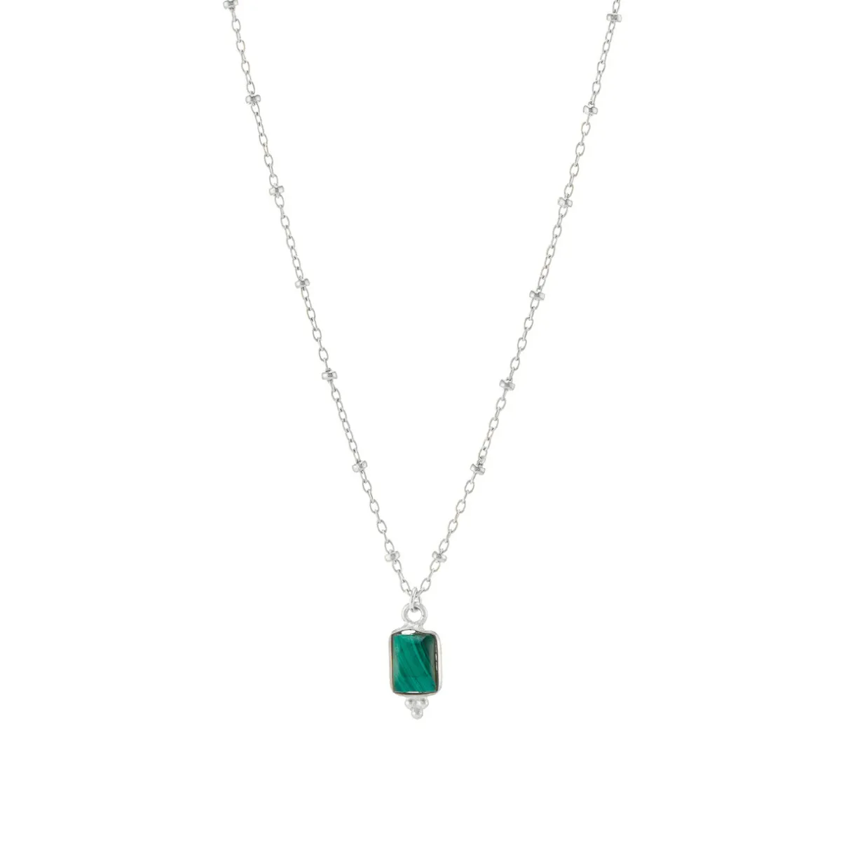 Tomfoolery Rectangular Triple Bead Malachite Pendant New