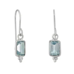 Tomfoolery Rectangular Triple Bead Sky Blue Topaz Drop Earrings Discount