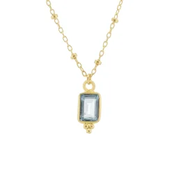 Tomfoolery Rectangular Triple Bead Sky Blue Topaz Pendant Sale