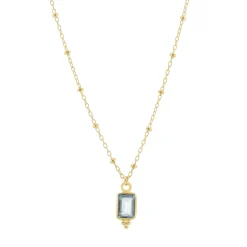 Tomfoolery Rectangular Triple Bead Sky Blue Topaz Pendant Sale
