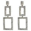 Tomfoolery Rectangular Triple Drop Crystal Earrings Hot