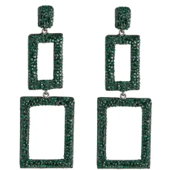 Tomfoolery Rectangular Triple Drop Crystal Earrings Hot
