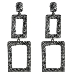 Tomfoolery Rectangular Triple Drop Crystal Earrings Hot
