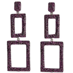 Tomfoolery Rectangular Triple Drop Crystal Earrings Hot