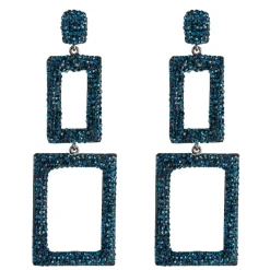 Tomfoolery Rectangular Triple Drop Crystal Earrings Hot
