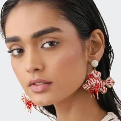 Tomfoolery Red Lionfish Beaded Earrings Clearance