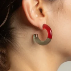Tomfoolery Red Nemo Two Tone Glass Hoops Hot