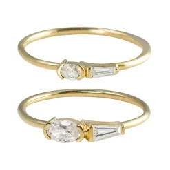 Tomfoolery René Oval & Tapered Baguette Midi Diamond Ring Discount
