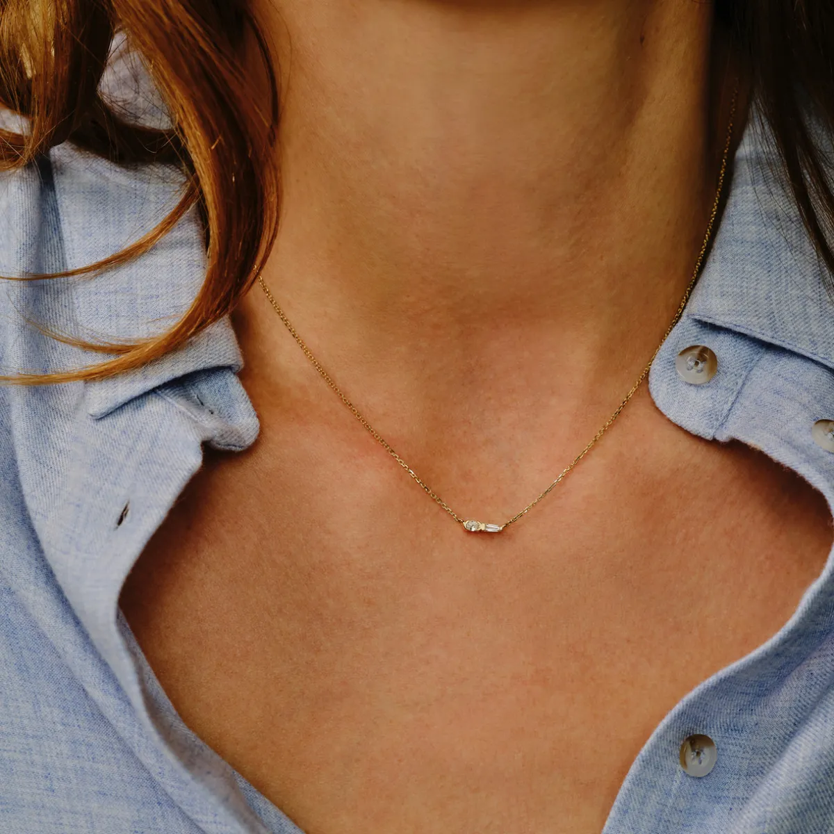 Tomfoolery Rene Oval & Tapered Baguette Mini Diamond Pendant Sale