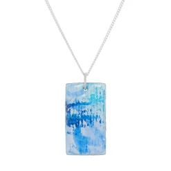 Tomfoolery Resin Coated Rectangle Pendant in Sky Blue Clearance