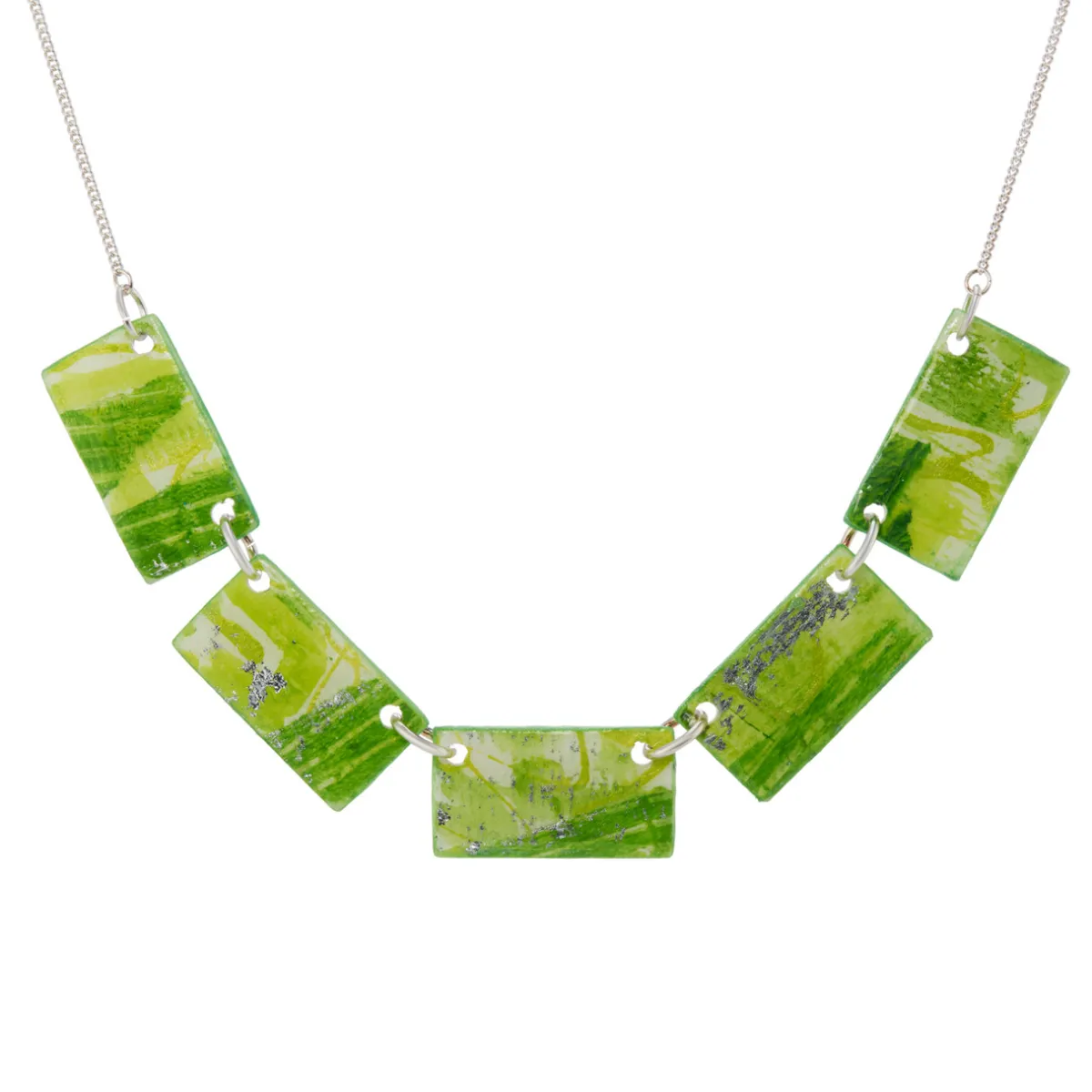Tomfoolery Resin Coated Rectangle Statement Necklace in Green Sale