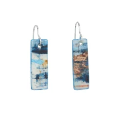 Tomfoolery Resin Coated Rectangular Drop Earrings in Dusty Blue Sale