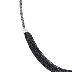 Tomfoolery Rhodium Plated Silver Half Multi Chain Necklace Online