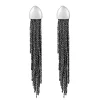Tomfoolery Rhodium Plated Silver Multi Chain Drop Earrings Hot