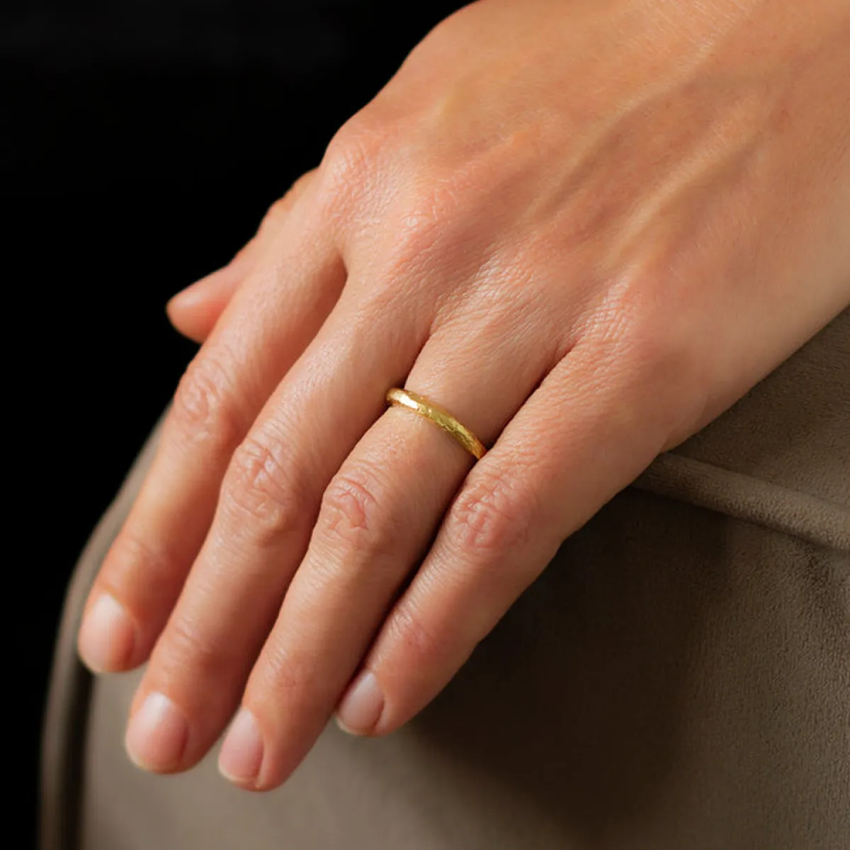 Tomfoolery Rock Textured Gold Wedding Band Outlet