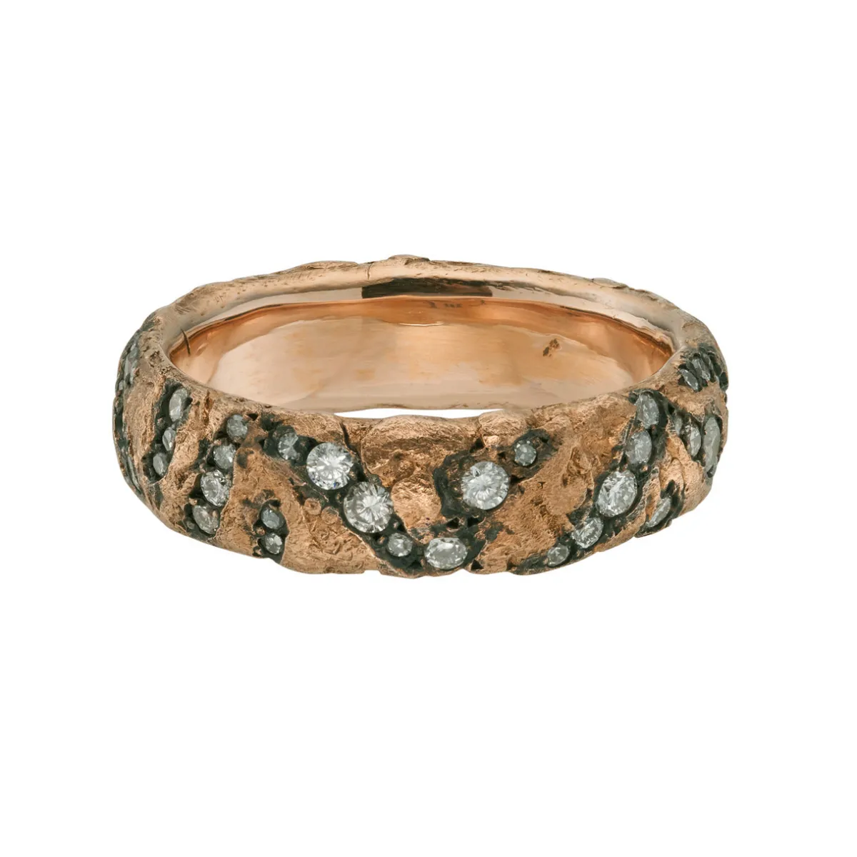 Tomfoolery Rose Gold & White Diamond Nature Wedding Band Clearance