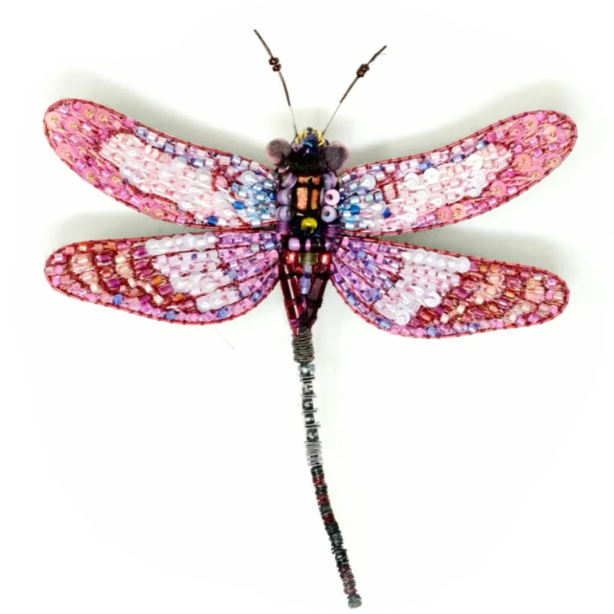 Tomfoolery Roseate Shimmer Dragonfly Beaded Sequin Brooch Outlet