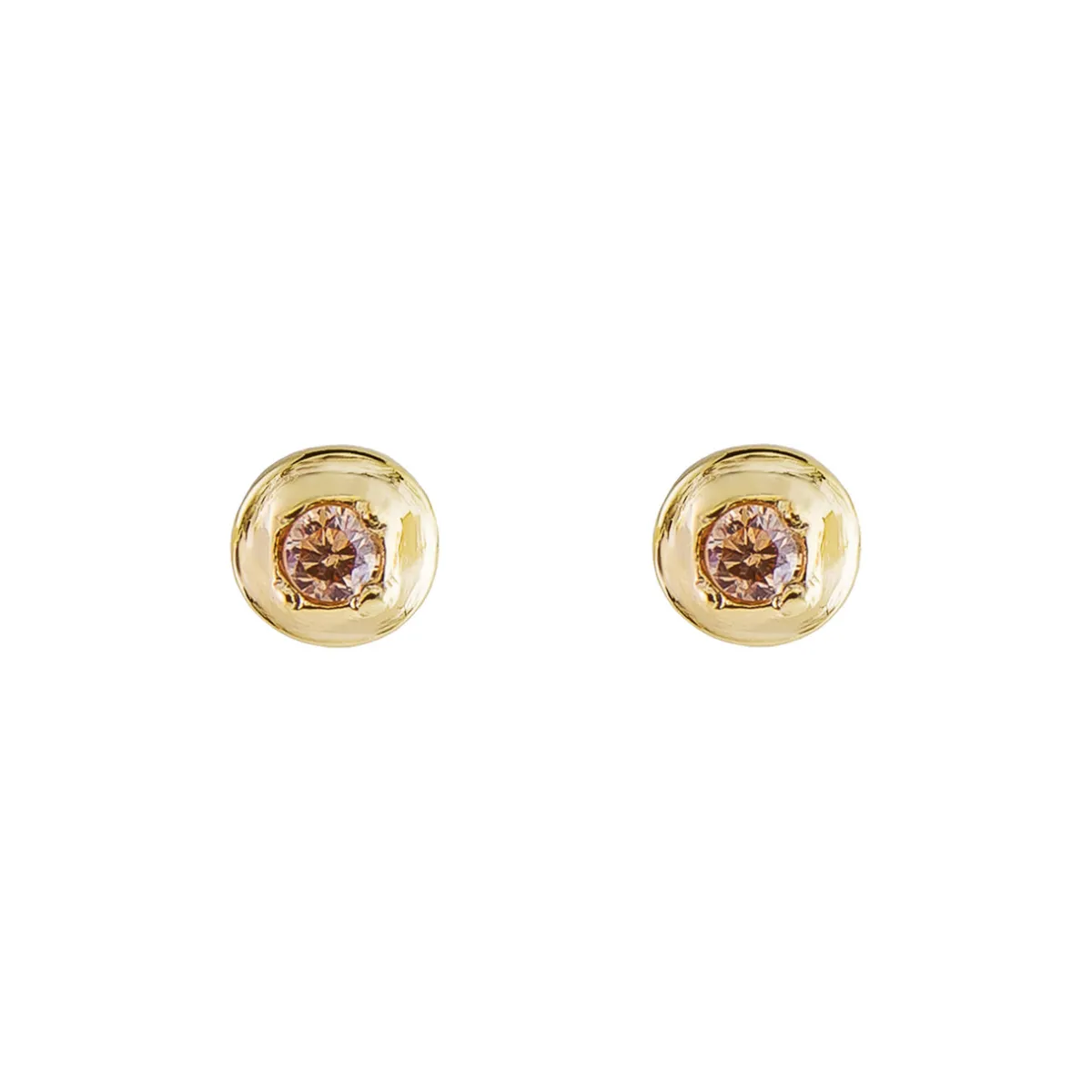 Tomfoolery Round Gold Plated Gem Studs Sale