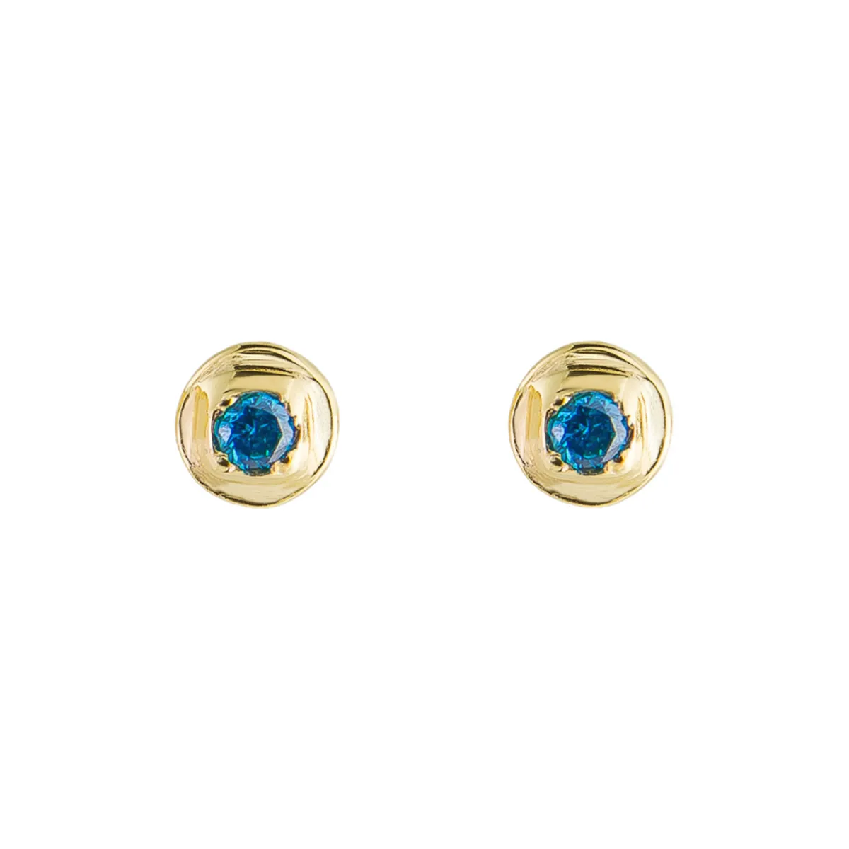 Tomfoolery Round Gold Plated Gem Studs Sale